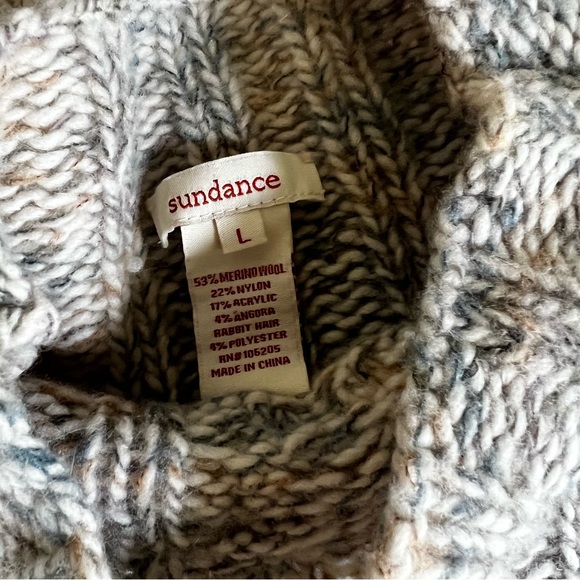 Sundance Catalog mock neck pullover sweater nicely detailed merino wool L - Picture 5 of 6